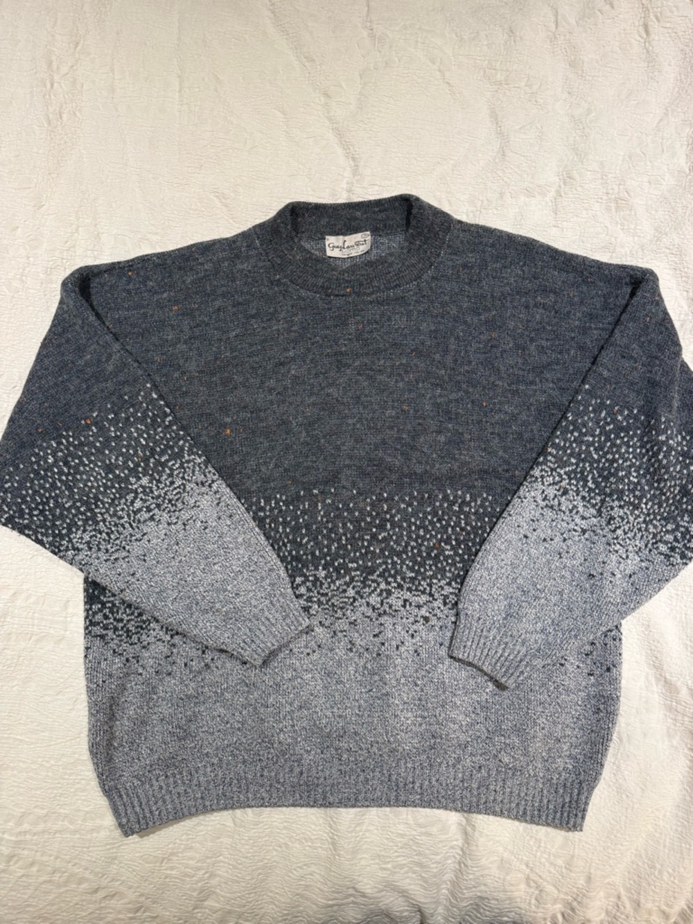 Gray/ blue mohair gradient speckle crewneck sweater